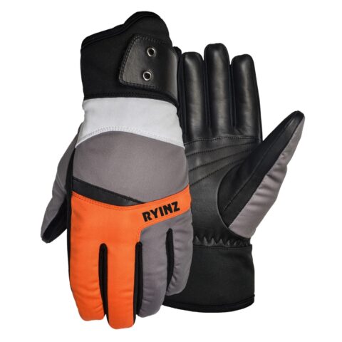 RYINZ Waterproof Ski & Snowboarding Gloves with Leather Palm, Warm Lining & Windproof Protection for Cold Weather Sports