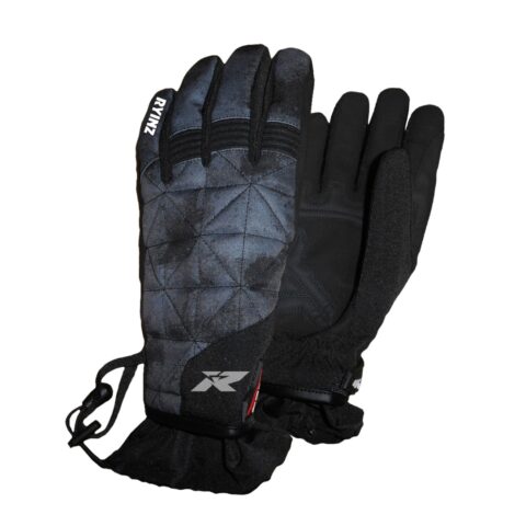 RYINZ Black Quilted Ski & Snow Gloves – Insulated, Waterproof, Winter Gloves with Anti-Slip Grip for Snowboarding & Alpine Use