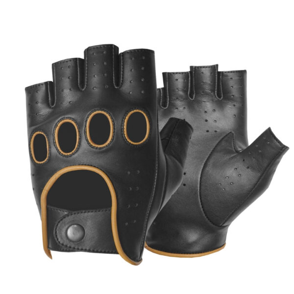 Ryinz Premium Leather Half-Finger Driving Gloves | Classic Cutout Design for Men – Biker, Driving, and Casual Wear
