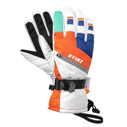 RYINZ GSG-0501 Waterproof Ski & Snow Gloves with Adjustable Strap – Multicolor Insulated Gloves for Winter Sports