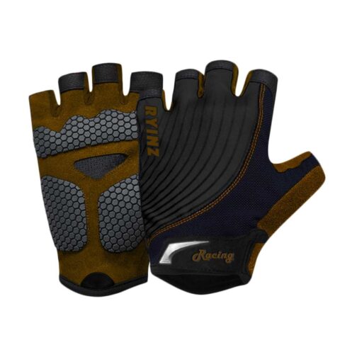 RYINZ Pro Grip Half Finger Cycling Gloves – Shock-Absorbing, Anti-Slip, Breathable Racing Bike Gloves for Men and Women