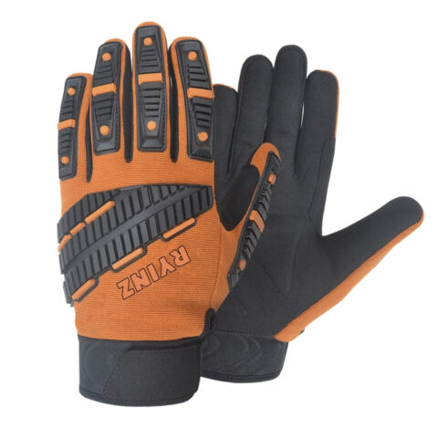 RYINZ Heavy-Duty Impact-Resistant Mechanics Gloves – TPR Back, Reinforced Palm Grip, Industrial Safety for Workshop & Construction