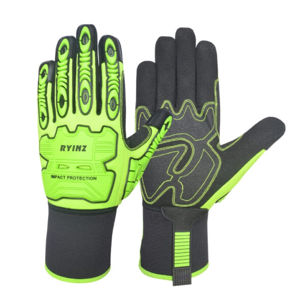 RYINZ High-Impact Resistant Mechanic Gloves with TPR Protection – Anti-Vibration, Cut-Resistant, and Hi-Vis Safety Gloves