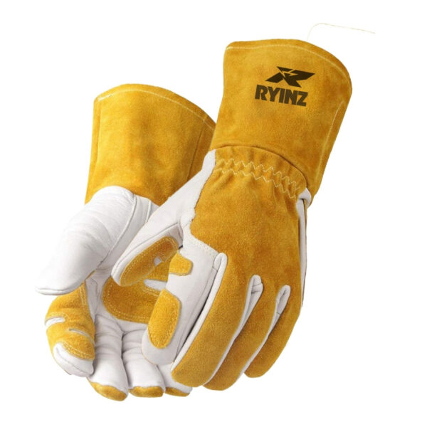RYINZ Premium Split Cowhide Leather Work Gloves – Heavy-Duty Safety Gloves for Welding, Construction & General Labor
