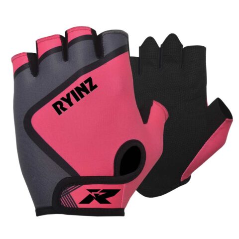 RYINZ Pink Half Finger Cycling Gloves – Breathable Lightweight Padded Bike Gloves for Women and Men, Shock-Absorbing Comfort