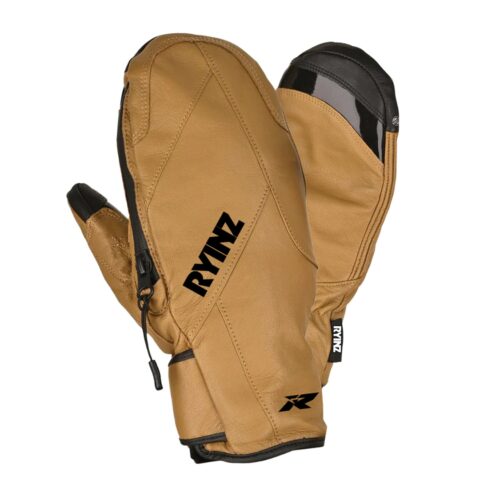 RYINZ  Premium Leather Ski Mittens – Waterproof, Windproof, Thermal-Insulated Winter Gloves for Skiing & Snowboarding