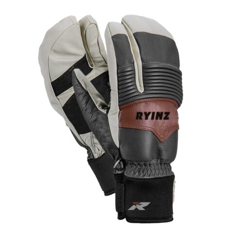 RYINZ Split-Finger Leather Ski Mittens – Hybrid Warmth & Dexterity Gloves for Extreme Cold Snowboarding & Skiing