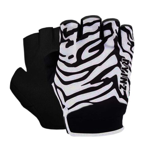 RYINZ Zebra Print Cycling Gloves – Half Finger Padded Gloves for Biking, Spinning, Gym, and Fitness – Breathable and Stylish