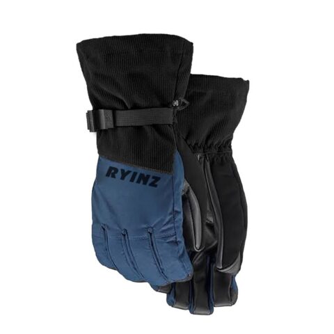 Insulated Waterproof Winter Gloves by RYINZ | Blue-Black Utility Snow Gloves with Adjustable Strap for Custom Wholesale