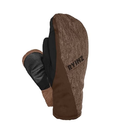 Brown Black Winter Mittens by RYINZ | Custom Insulated Waterproof Fleece Mitt Gloves for Cold Weather Wholesale & Retail