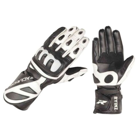RYINZ Racing Leather Motorcycle Gloves for Wholesale & Retail with HIPORA Insert, Zip Cuff & Fiberfill Lining