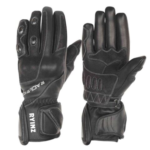 RYINZ Full Leather Racing Gloves for Wholesale & Retail with Cowhide Reinforcements and TPU Knuckle Protection
