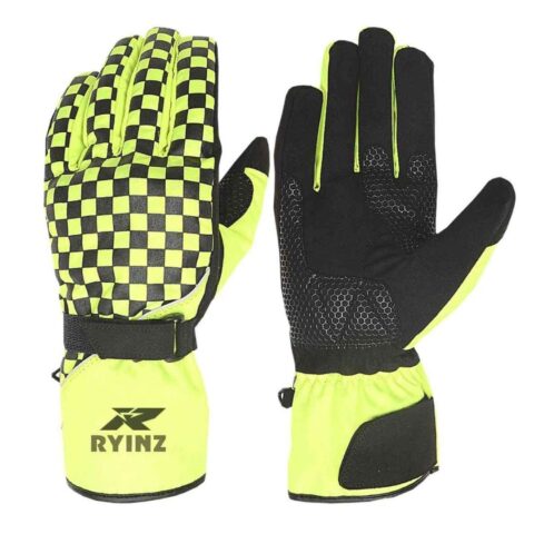 RYINZ Black Riding Gloves for Wholesale & Retail with Carbon Knuckle Armor, Mesh Back & Reinforced Leather Palm