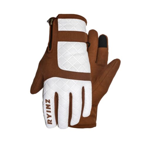 Quilted Thermal Winter Gloves by RYINZ | Stylish Brown & White Touchscreen Gloves | Premium Outdoor Fashion Handwear