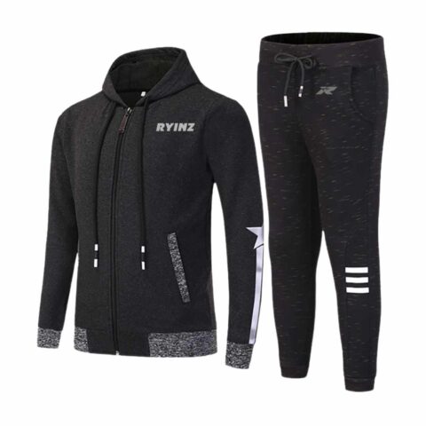 Black Star Design Tracksuit Set for Men by RYINZ | Slim Fit Zip-Up Hoodie & Joggers | Modern Streetwear Sports Outfit