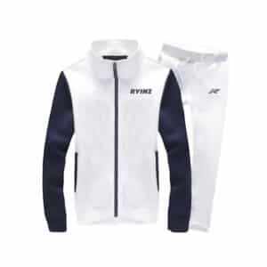 White & Navy Men’s Tracksuit by RYINZ | Minimalist Full-Zip Jacket & Joggers Set | Clean Custom Activewear for Sport