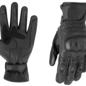RYINZ Motorradhandschuhe aus schwarzem Leder - CE-zertifiziert, Knöchelschutz aus Karbon und Touring-Grip