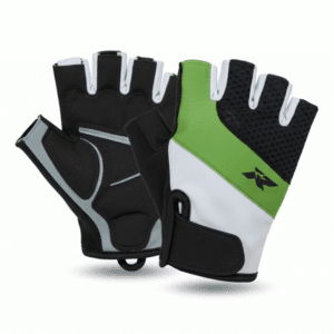 RYINZ Grün-schwarze Halbfinger-Radsport- & Fitness-Handschuhe - Atmungsaktive, rutschfeste, stoßdämpfende Trainingshandschuhe