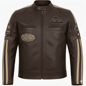 RYINZ Dunkelbraune Premium-Rindsleder-Motorradjacke - Schulter und Ellbogen CE Level 2 Schutz | 3-in-1 Touring & Casual Wear