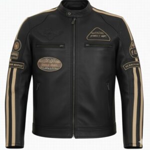 RYINZ Classic Black Premium Cowhide Motorradjacke - CE Level 2 Schutz | 3-in-1 Touring & Casual Wear