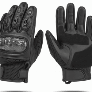 RYINZ Black Carbon Knuckle Motorradhandschuhe - Premium Leder, CE-zertifiziert, belüfteter Schutz für Street & Touring Fahrer