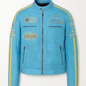 RYINZ Sky Blue Premium Cowhide Motorradjacke - CE Level 2 Schutz Schulter und Ellbogen| 3-in-1 Touring & Casual Wear